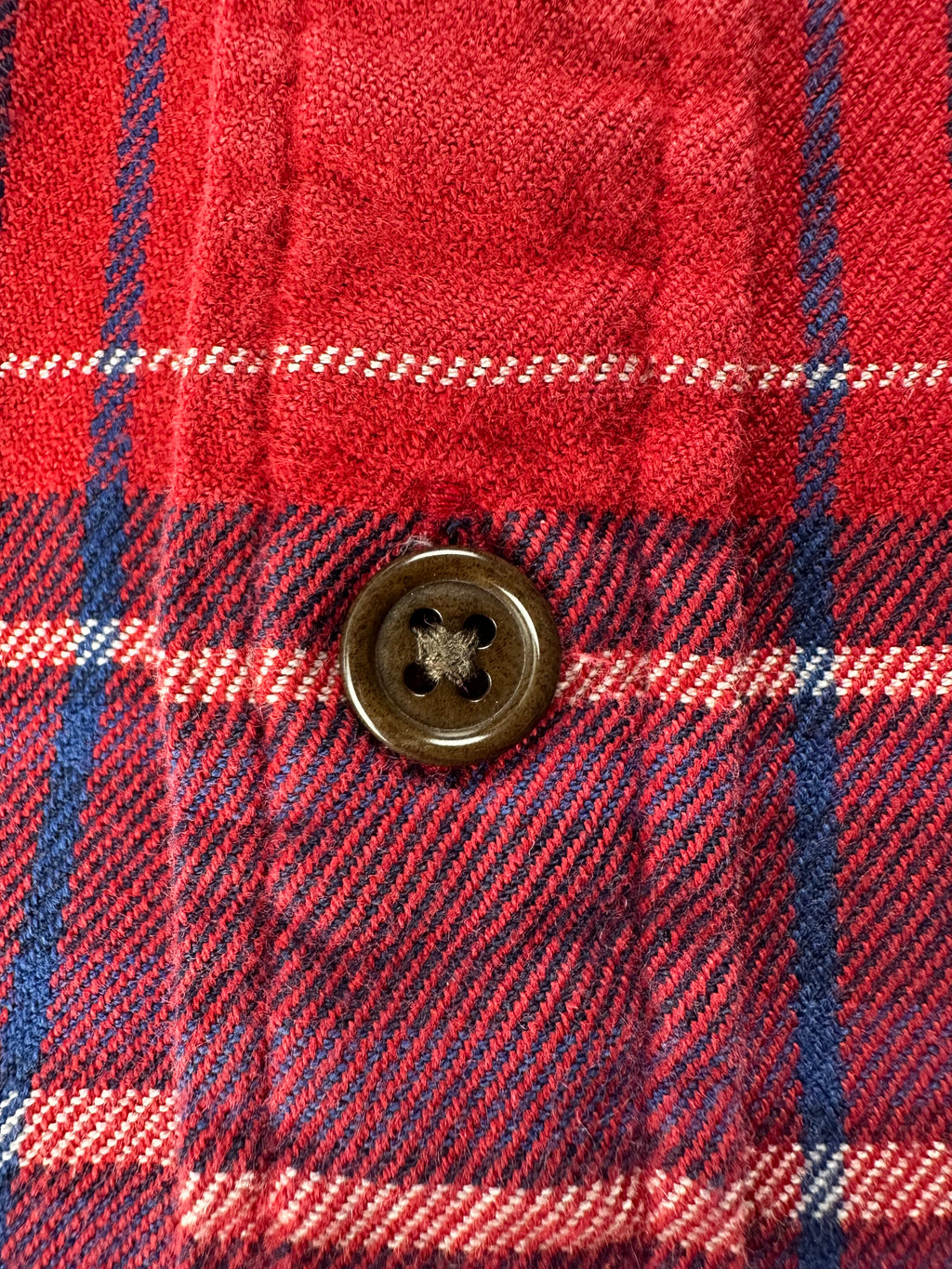 Vintage Ralph Lauren Rugby Women’s 8 Red Navy Plaid Balloon Sleeve Flannel Shirt