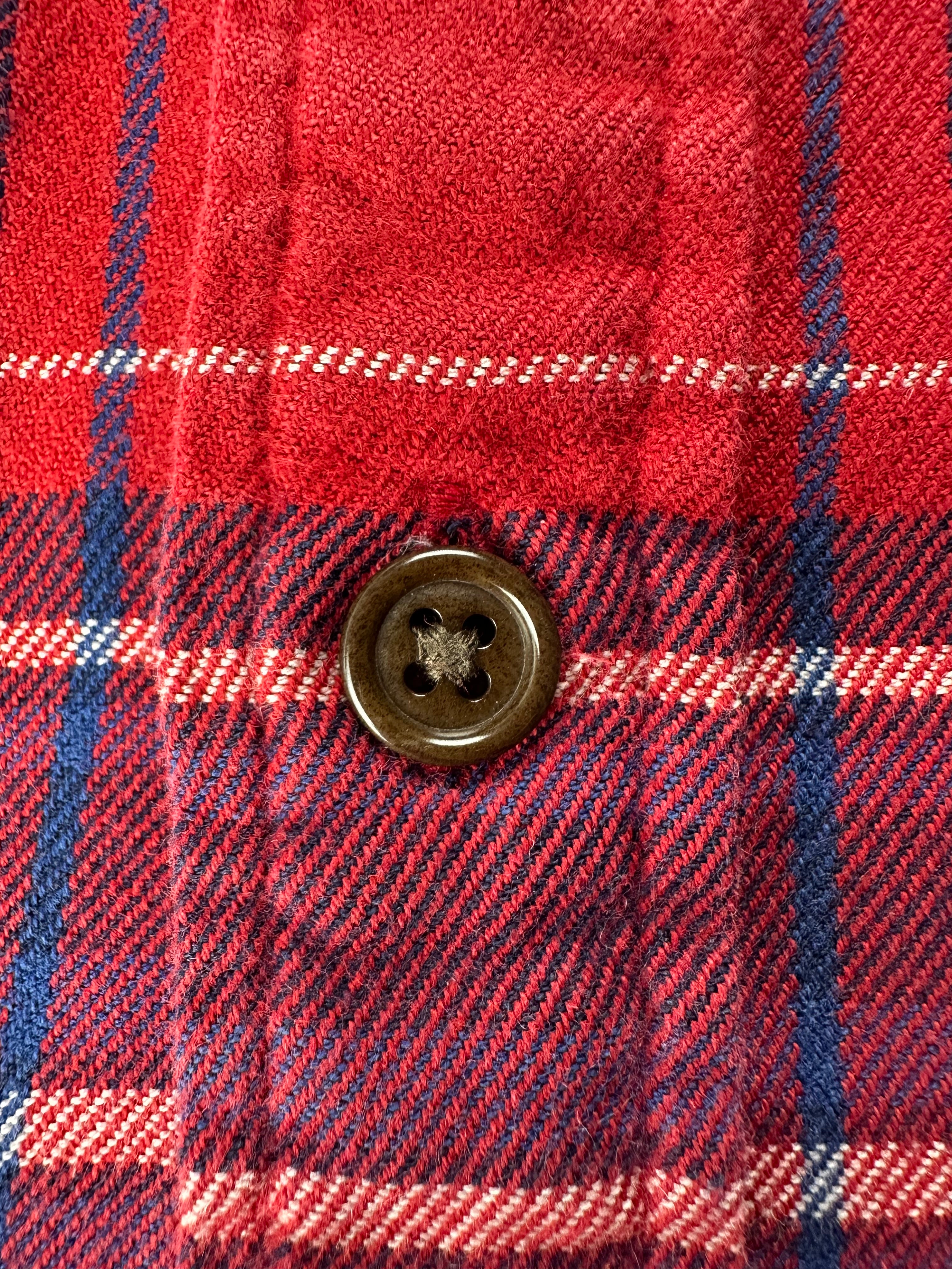 Vintage Ralph Lauren Rugby Women’s 8 Red Navy Plaid Balloon Sleeve Flannel Shirt