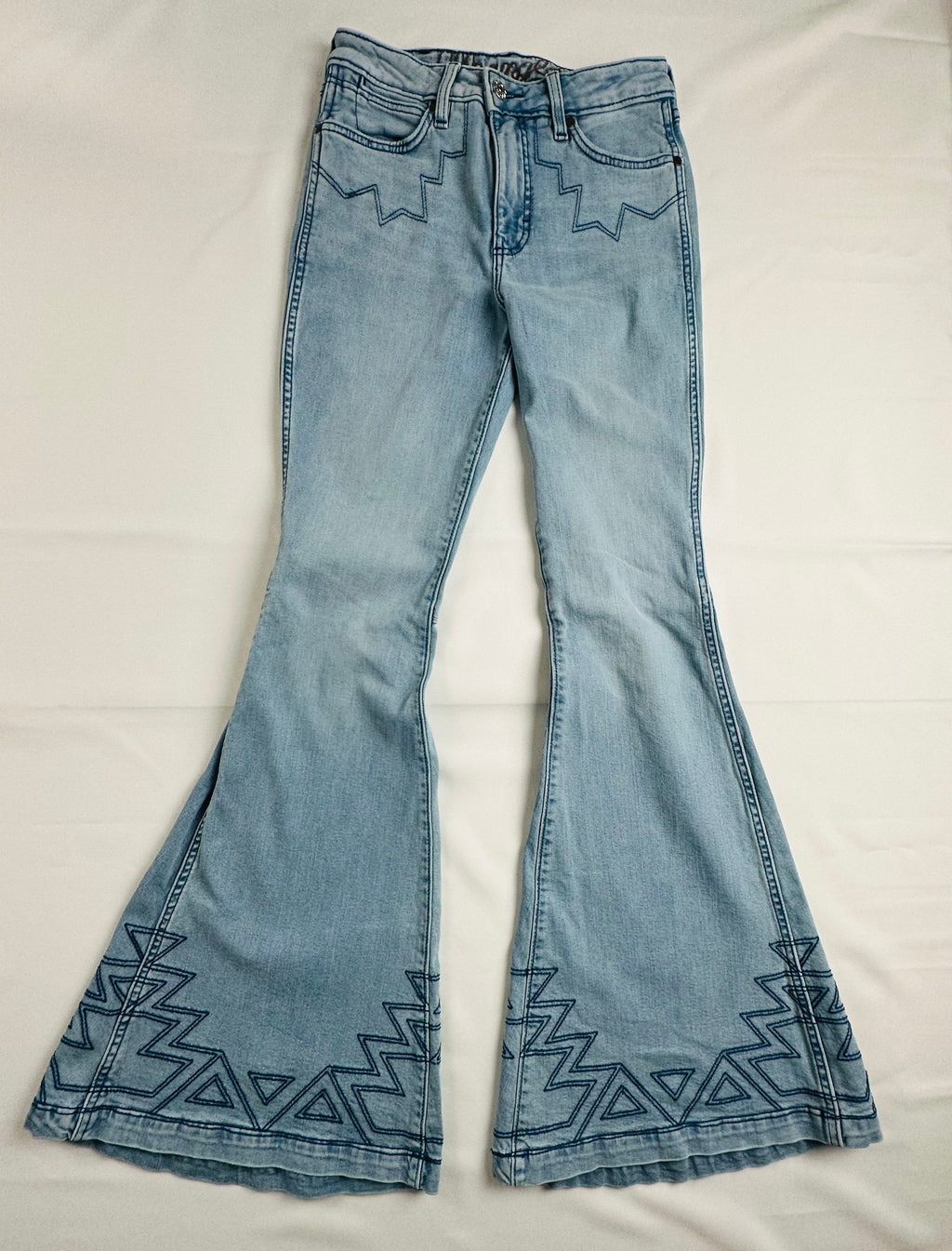 Wrangler Retro Premium Women’s 27x36 High Rise Embellished Trumpet Flare Jeans