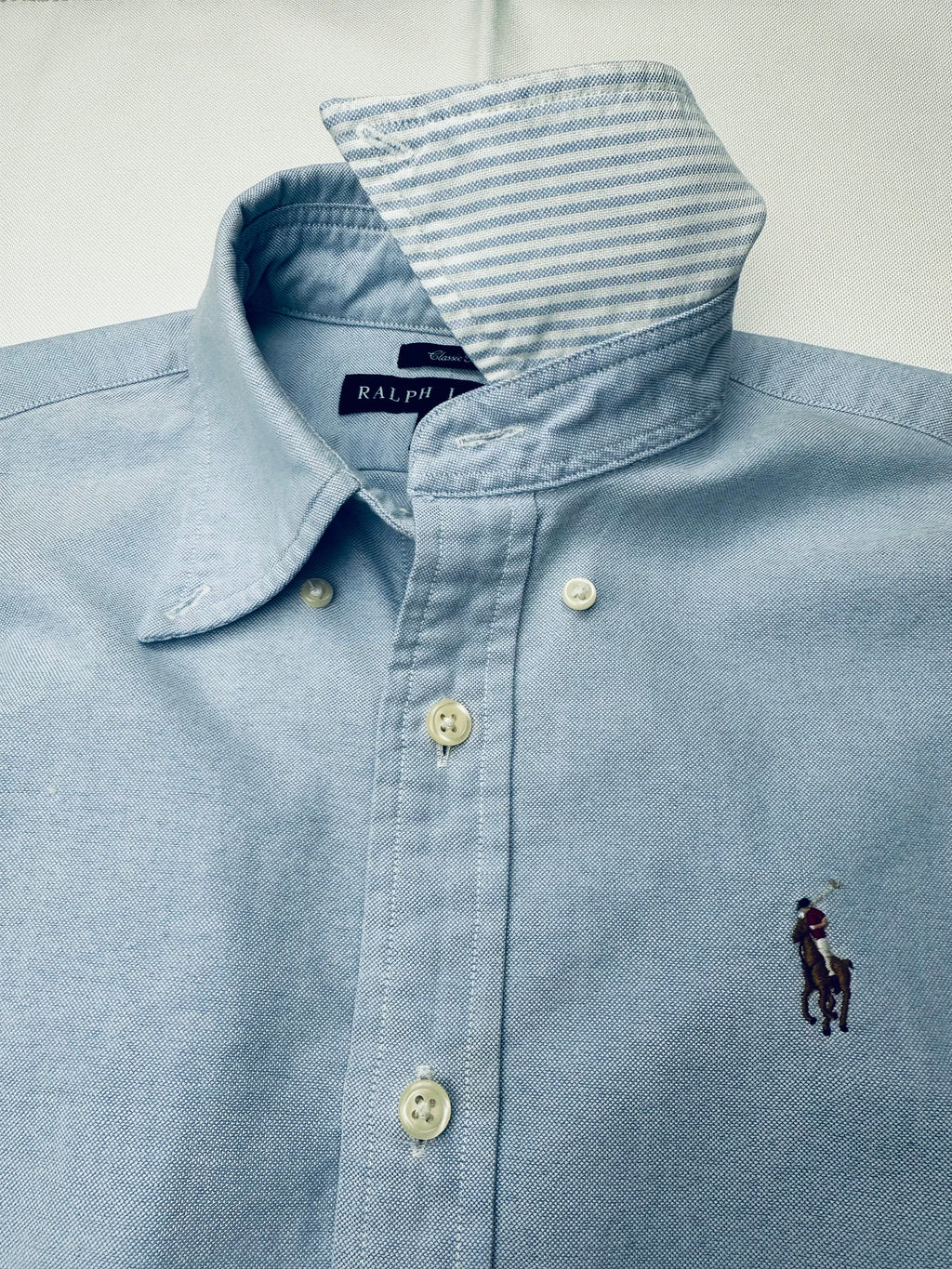 Ralph Lauren Women’s Size 4 Classic Fit Blue Oxford Contrast Collar Shirt
