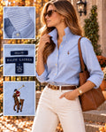 Ralph Lauren Women’s Size 4 Classic Fit Blue Oxford Contrast Collar Shirt