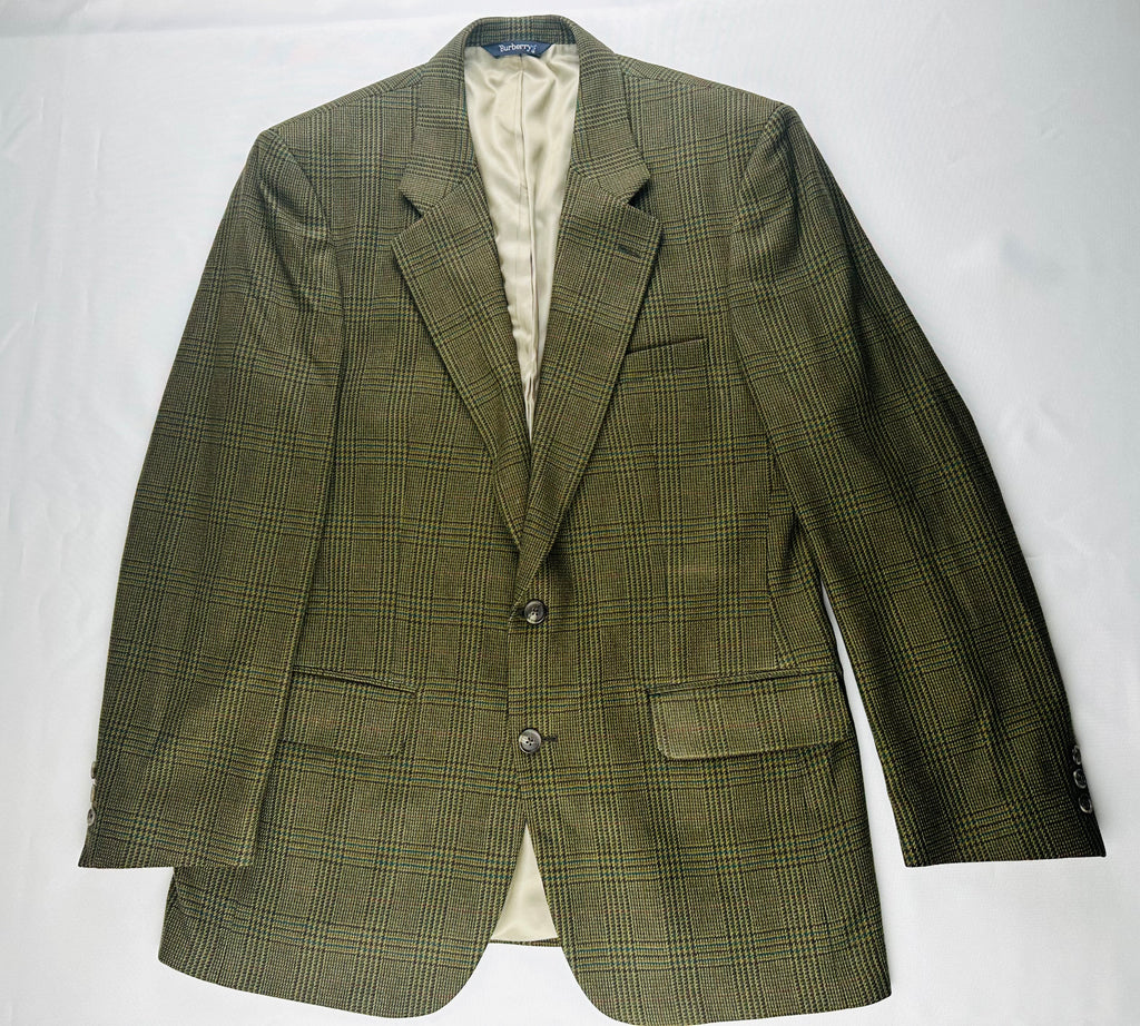 Vintage Burberry’s Men’s Pure Wool Plaid Blazer Jacket Made With Italian Fabric