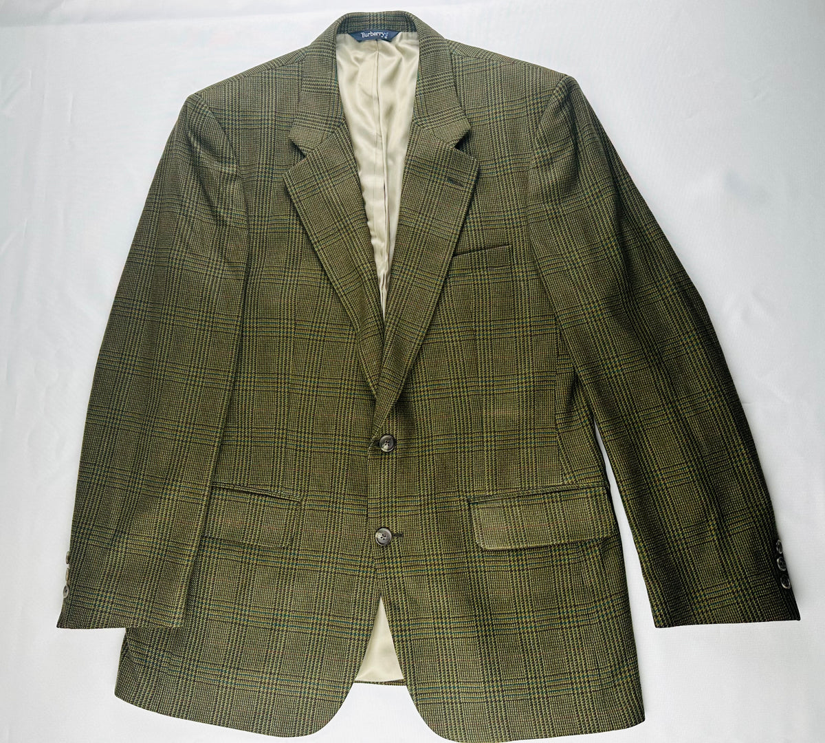 Vintage Burberry’s Men’s Pure Wool Plaid Blazer Jacket Made With Italian Fabric