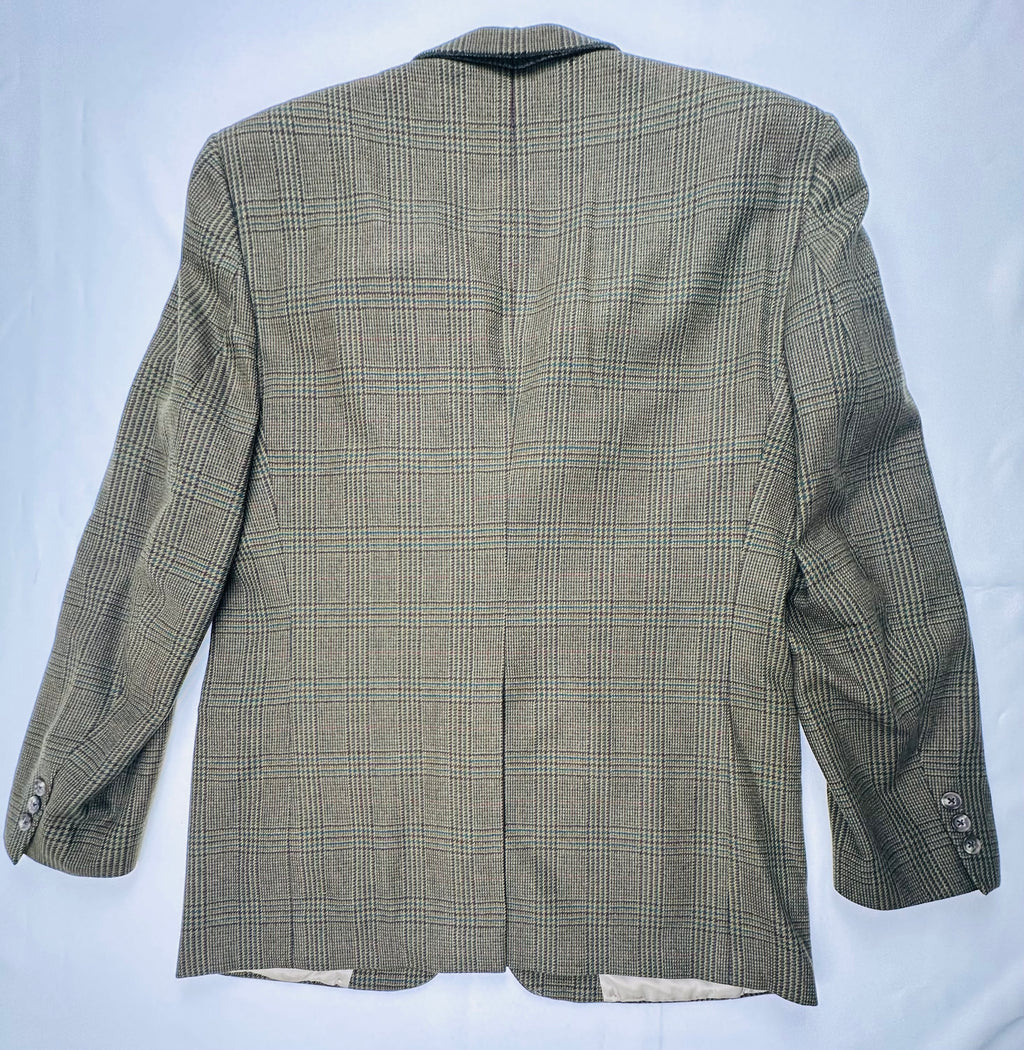 Vintage Burberry’s Men’s Pure Wool Plaid Blazer Jacket Made With Italian Fabric