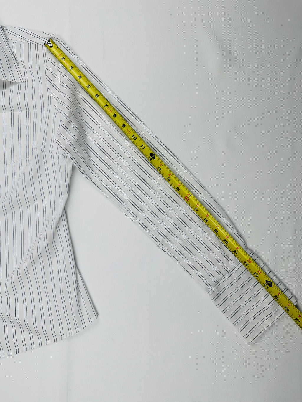 Vintage Ezra Fitch 1892 Women’s L White Navy Stripe French Cuff Shirt Moose Heritage