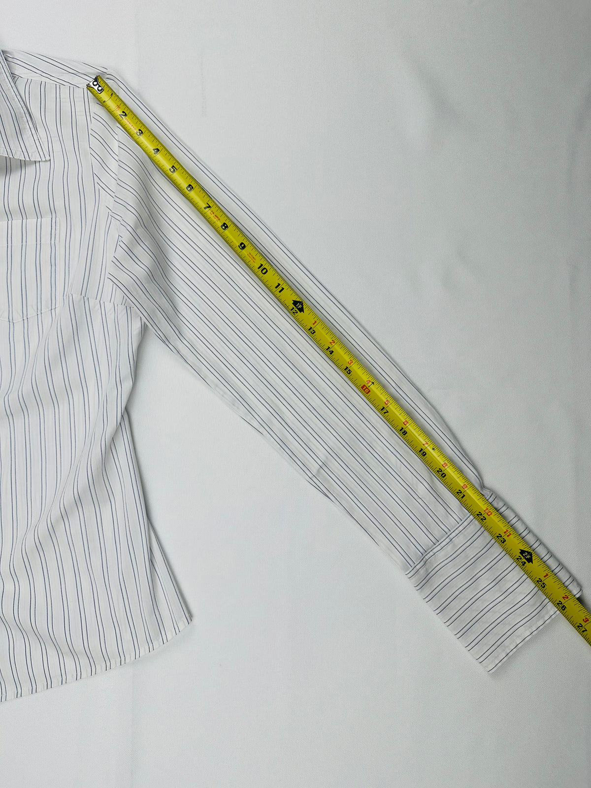 Vintage Ezra Fitch 1892 Women’s L White Navy Stripe French Cuff Shirt Moose Heritage