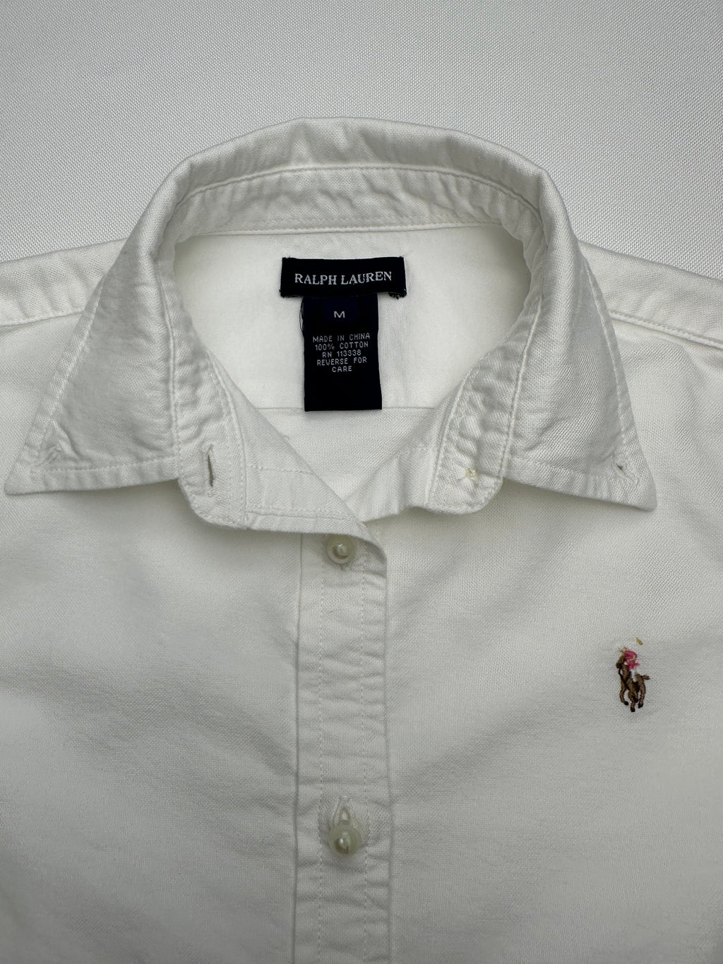 Polo Ralph Lauren Girls’ Medium White Long Sleeve Oxford Button Down Shirt Pony