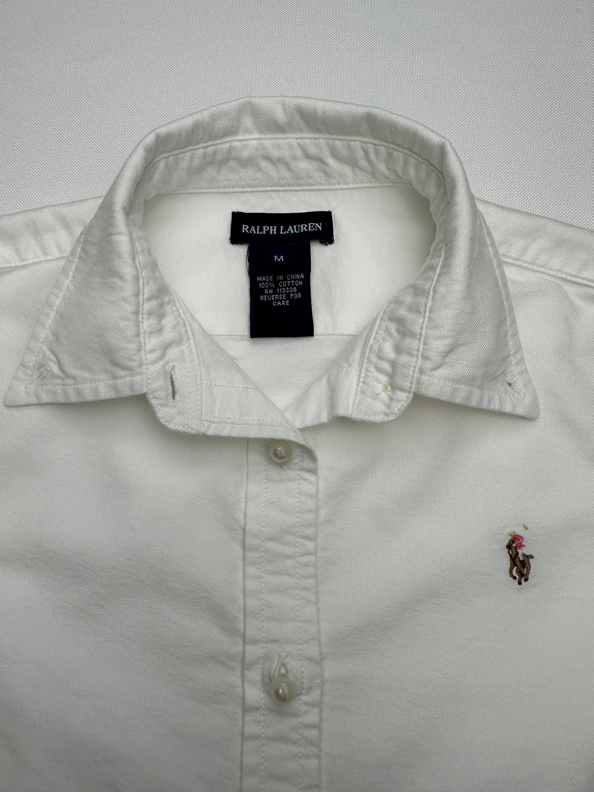 Polo Ralph Lauren Girls’ Medium White Long Sleeve Oxford Button Down Shirt Pony