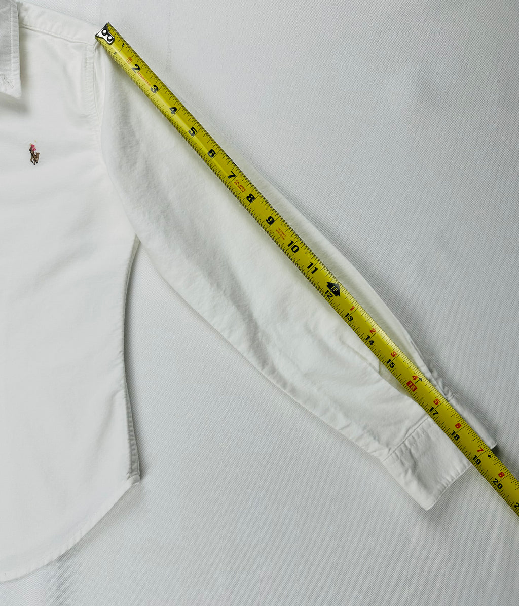 Polo Ralph Lauren Girls’ Medium White Long Sleeve Oxford Button Down Shirt Pony
