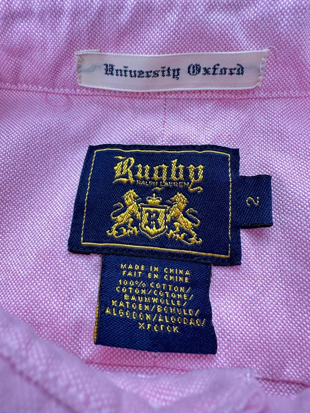 Ralph Lauren Rugby Women’s Size 2 Pink University Oxford Contrast Collar Shirt