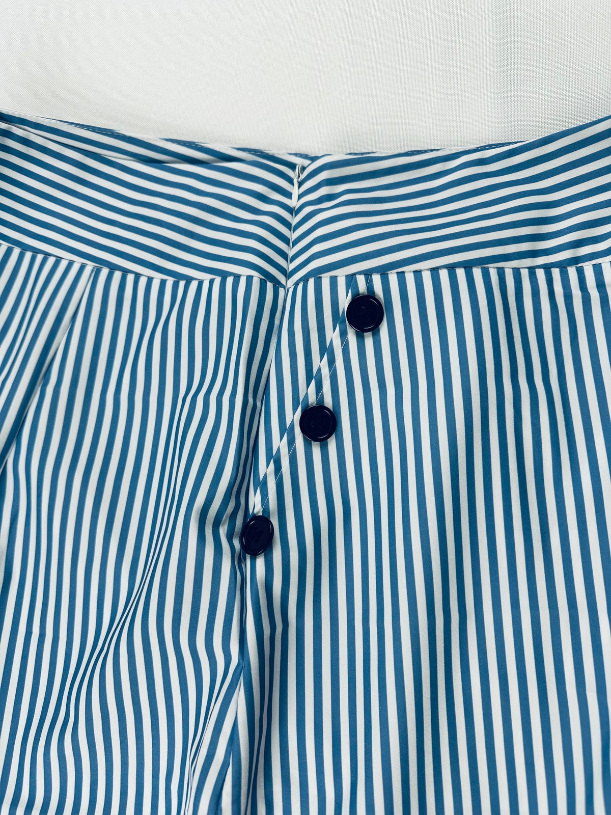 Women’s Blue White Striped Wide Leg Sailor Pants XL High Rise Side Zip Nautical
