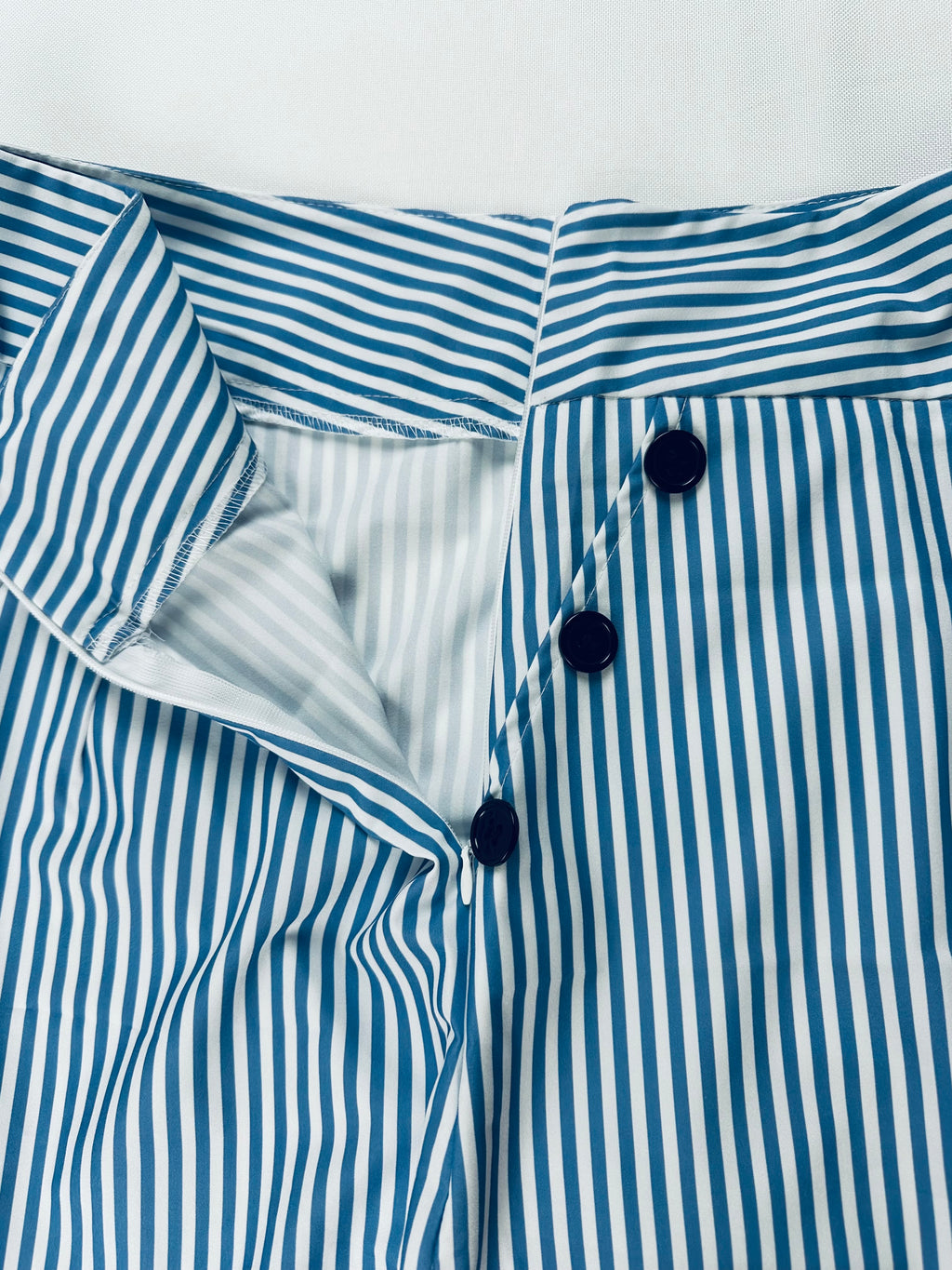 Women’s Blue White Striped Wide Leg Sailor Pants XL High Rise Side Zip Nautical