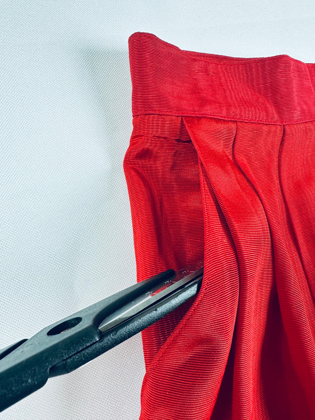 Vintage 1980s Crimson Pleated Midi Skirt — Alexander Campbell, Size 10