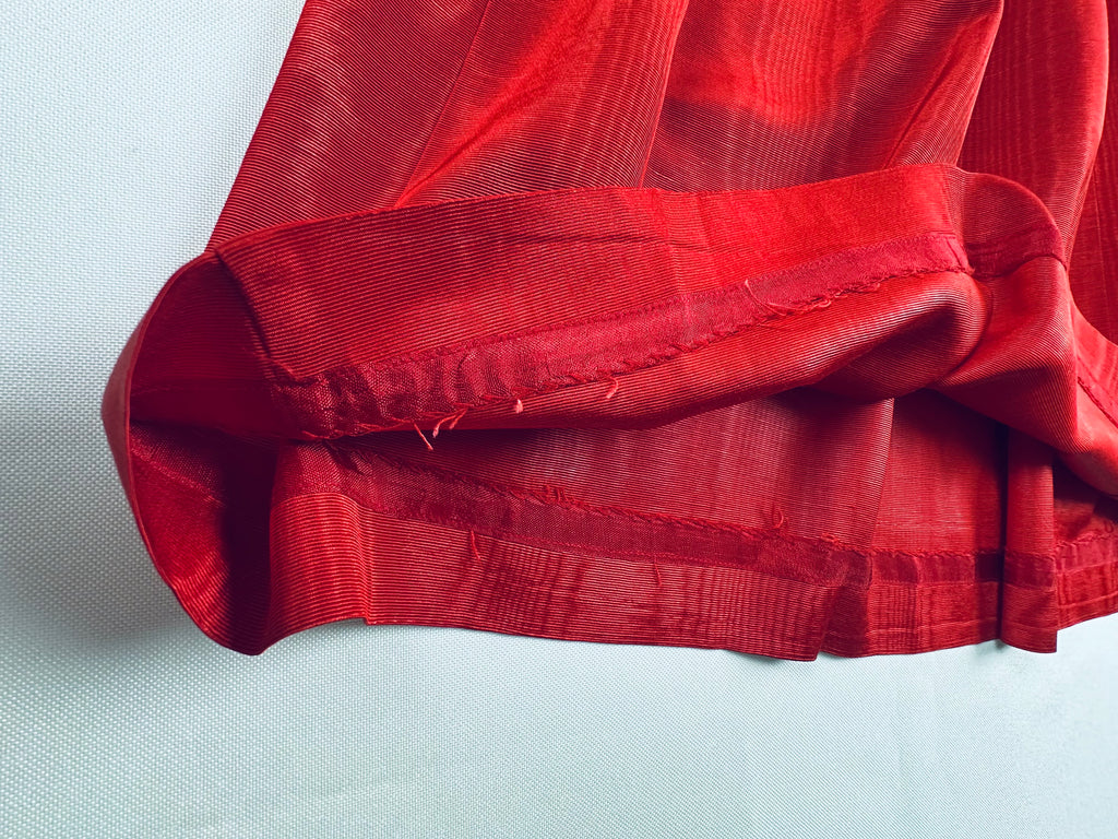 Vintage 1980s Crimson Pleated Midi Skirt — Alexander Campbell, Size 10