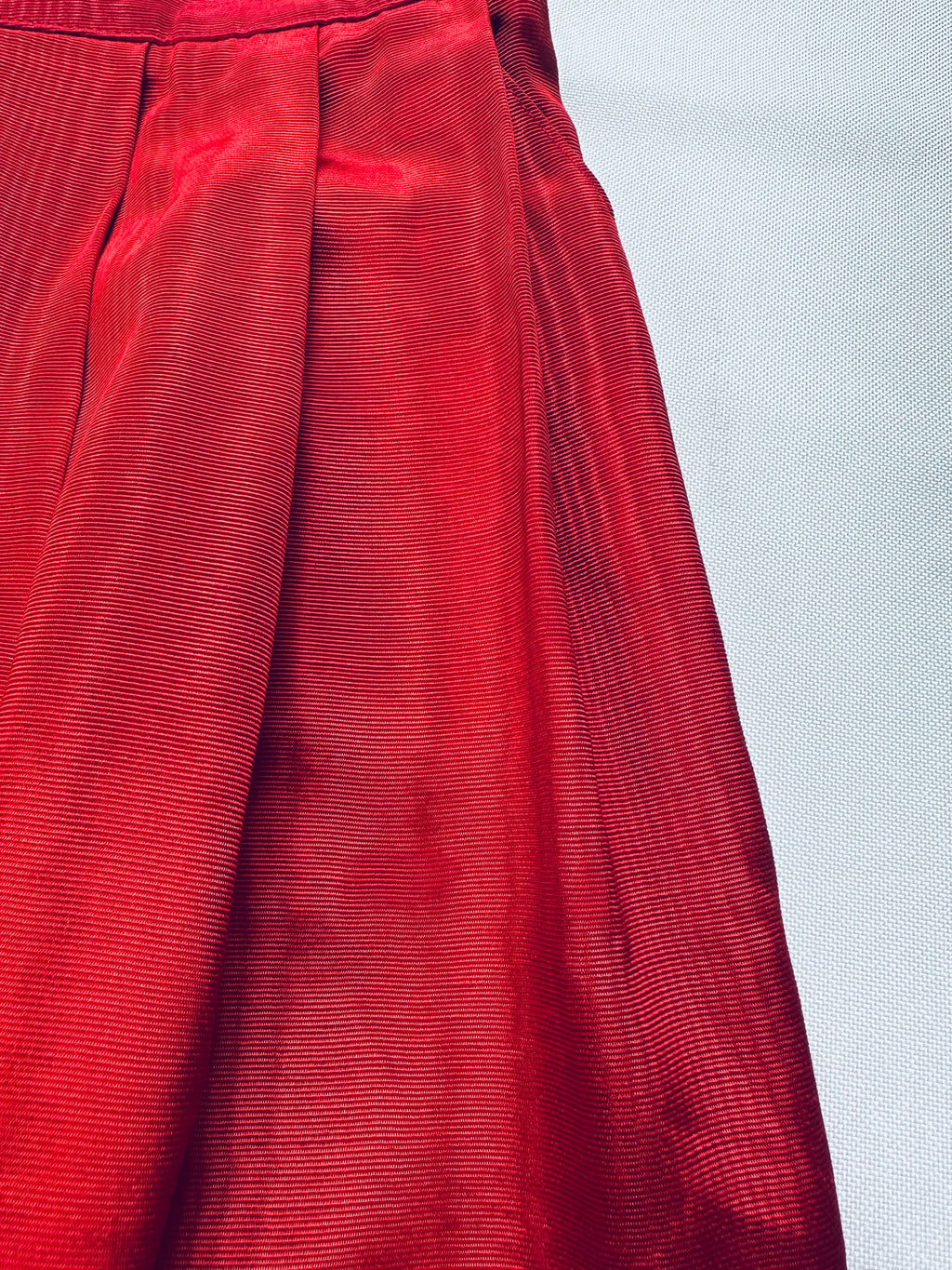 Vintage 1980s Crimson Pleated Midi Skirt — Alexander Campbell, Size 10