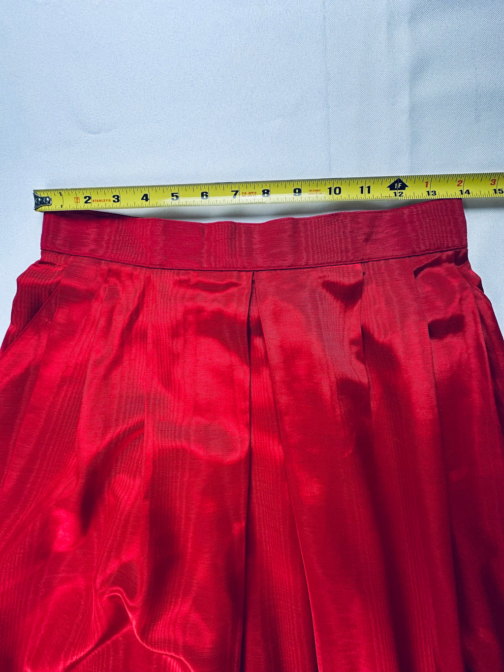 Vintage 1980s Crimson Pleated Midi Skirt — Alexander Campbell, Size 10