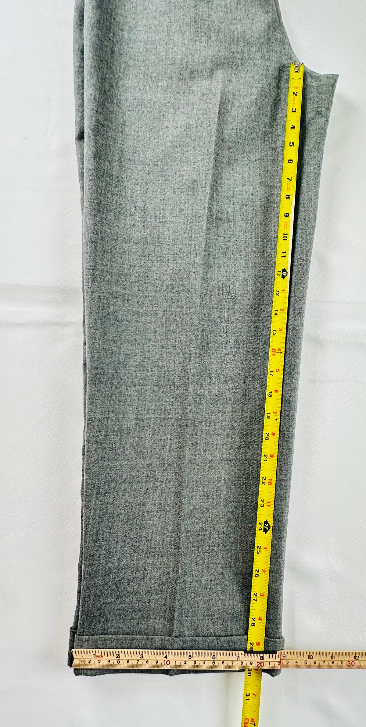 Vintage Lauren Ralph Lauren Gray Worsted Wool Pleated Trousers USA Size 14