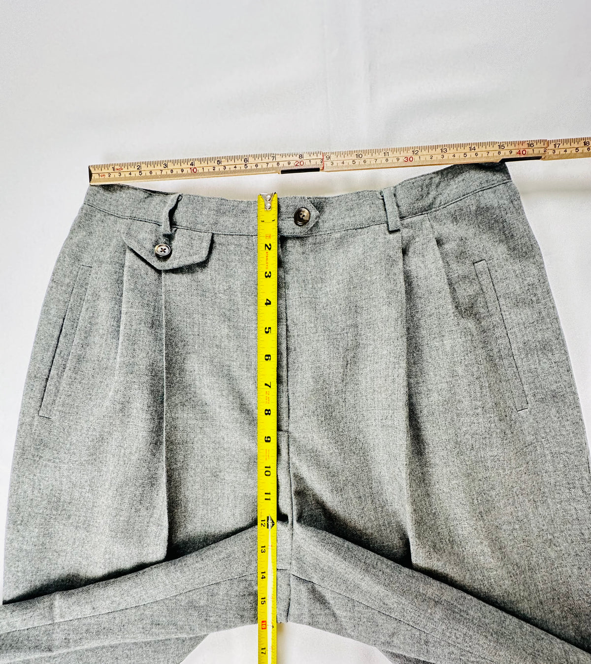 Vintage Lauren Ralph Lauren Gray Worsted Wool Pleated Trousers USA Size 14