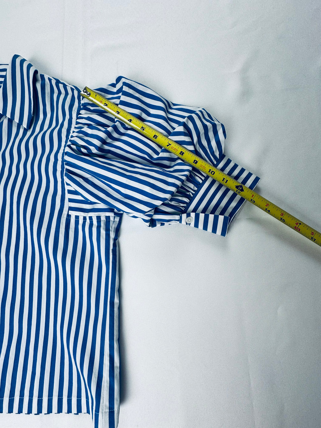 NWT EDIT Jason Wu S Blue White Stripe Puff Sleeve Cropped Button Down Shirt
