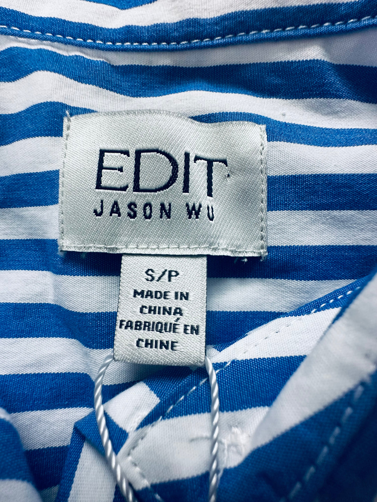 NWT EDIT Jason Wu S Blue White Stripe Puff Sleeve Cropped Button Down Shirt