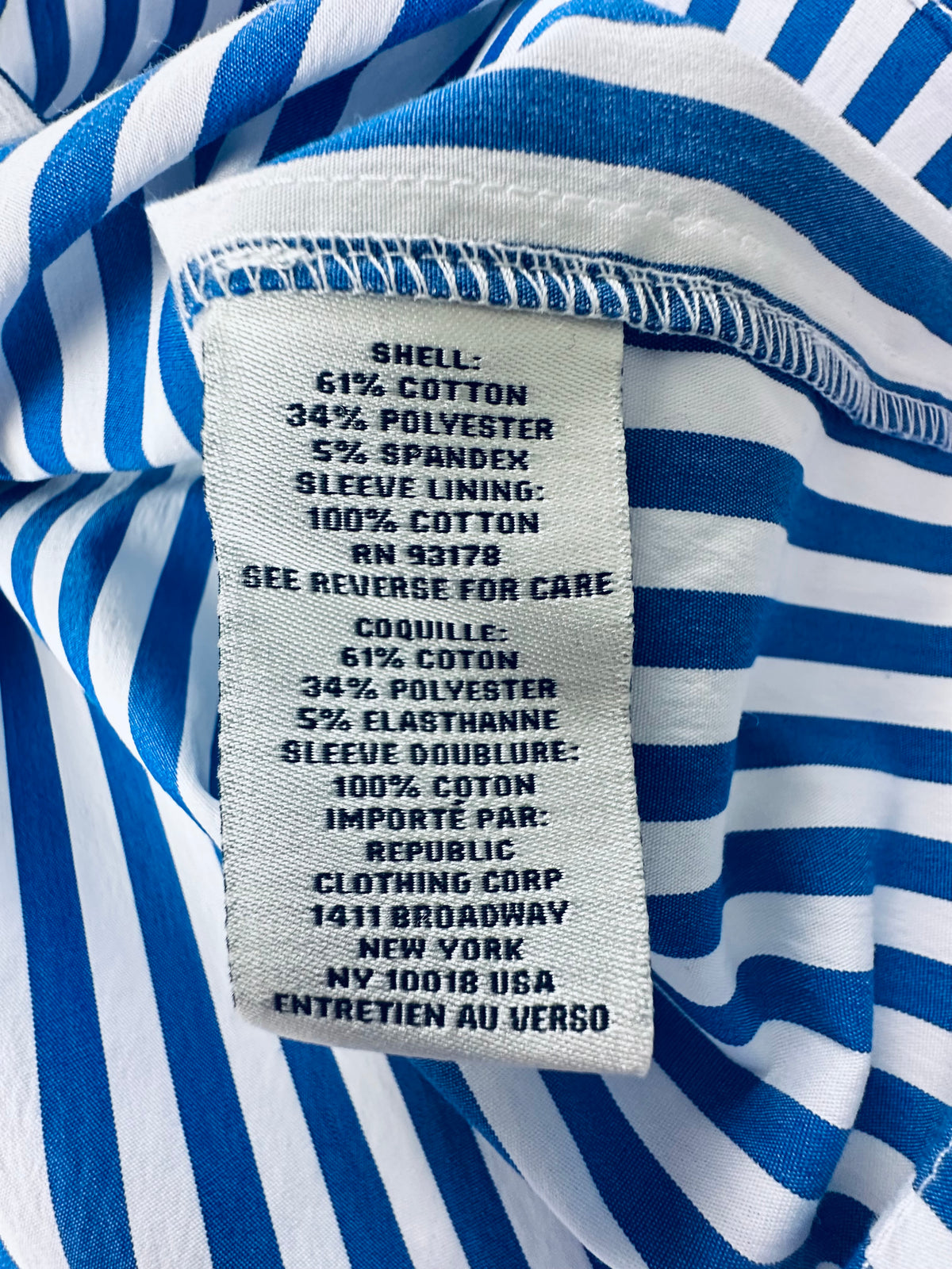 NWT EDIT Jason Wu S Blue White Stripe Puff Sleeve Cropped Button Down Shirt