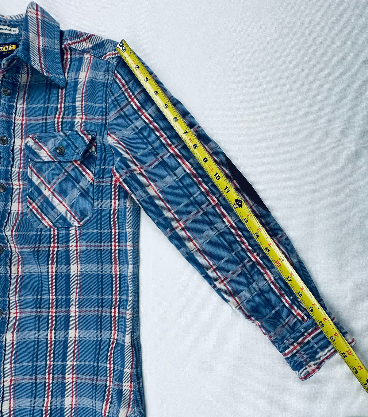 Vintage 2004 Ralph Lauren Rugby Plaid Flannel Shirt Suede Elbow Patch Womens 6
