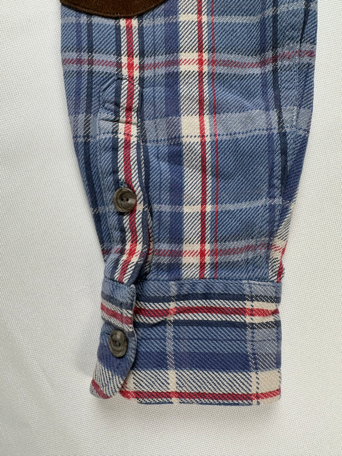 Vintage 2004 Ralph Lauren Rugby Plaid Flannel Shirt Suede Elbow Patch Womens 6