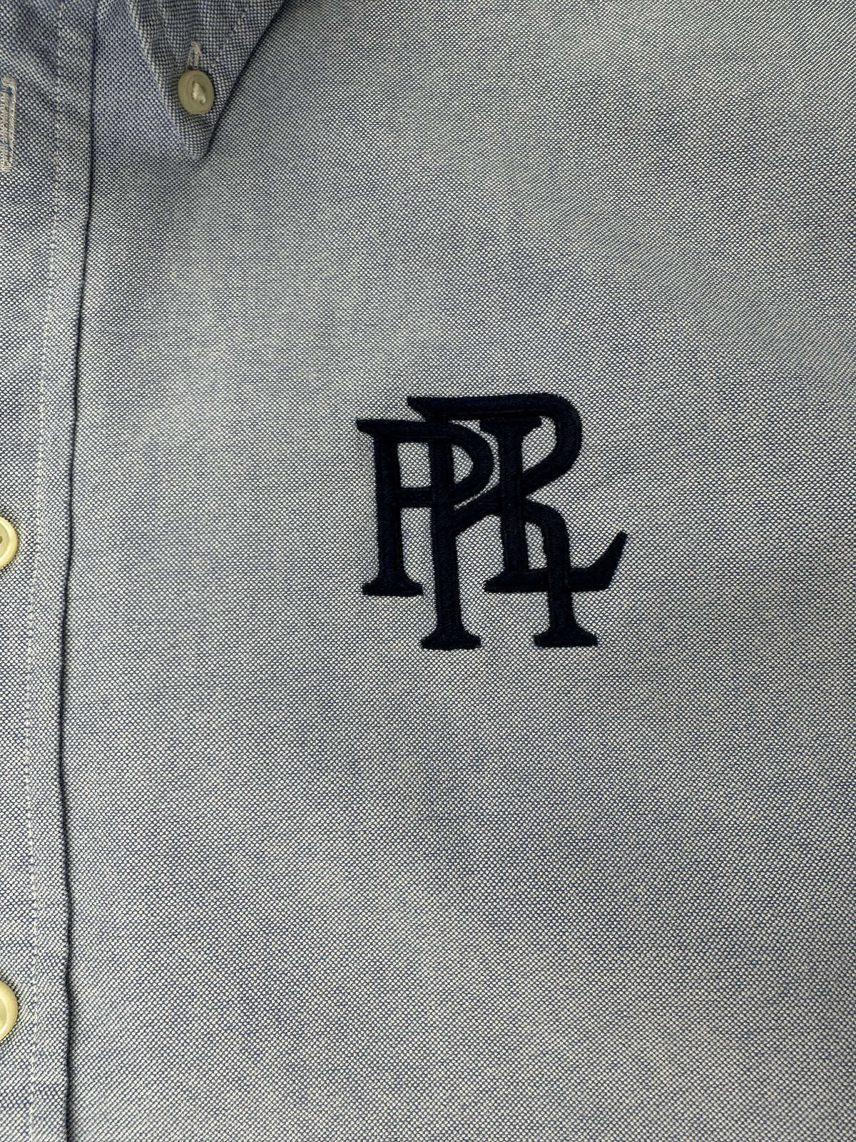 Ralph Lauren Women’s Blue Oxford Shirt Boyfriend Fit PRL Monogram Size L