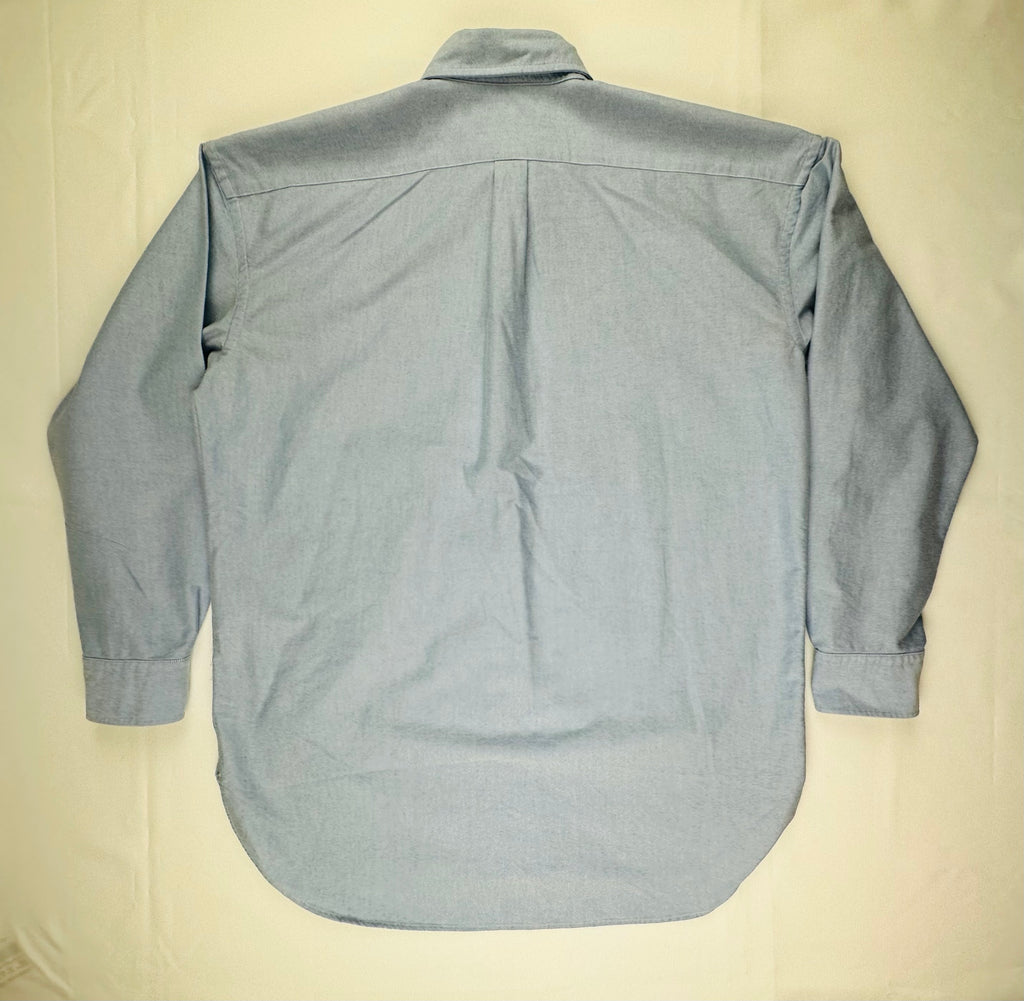 Ralph Lauren Women’s Blue Oxford Shirt Boyfriend Fit PRL Monogram Size L