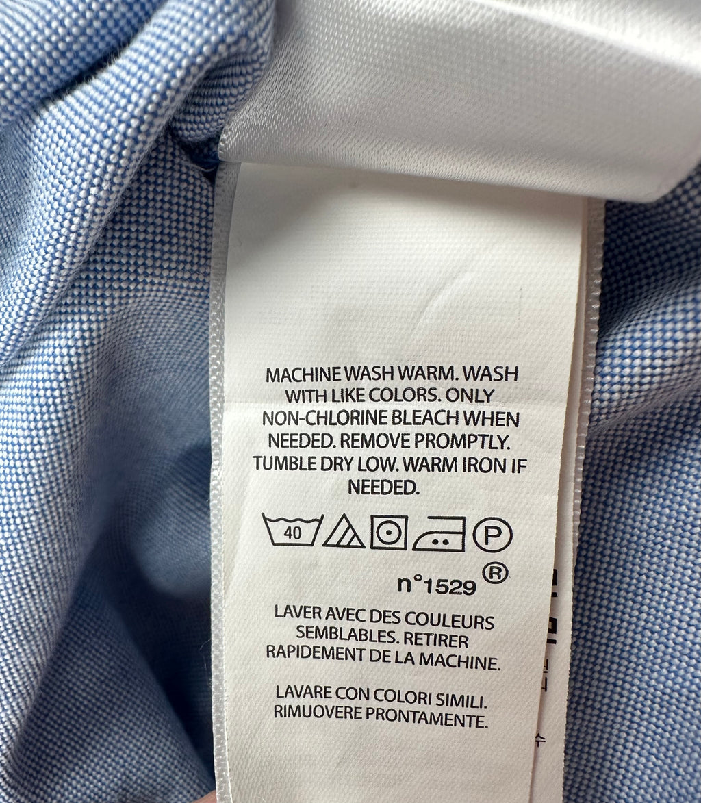 Ralph Lauren Women’s Blue Oxford Shirt Boyfriend Fit PRL Monogram Size L