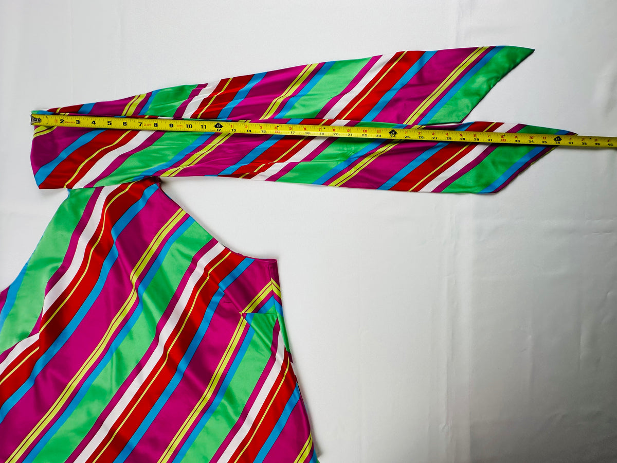 Vintage Chaps Striped Halter Top Women’s 14 Bow Neck Colorful Retro Blouse