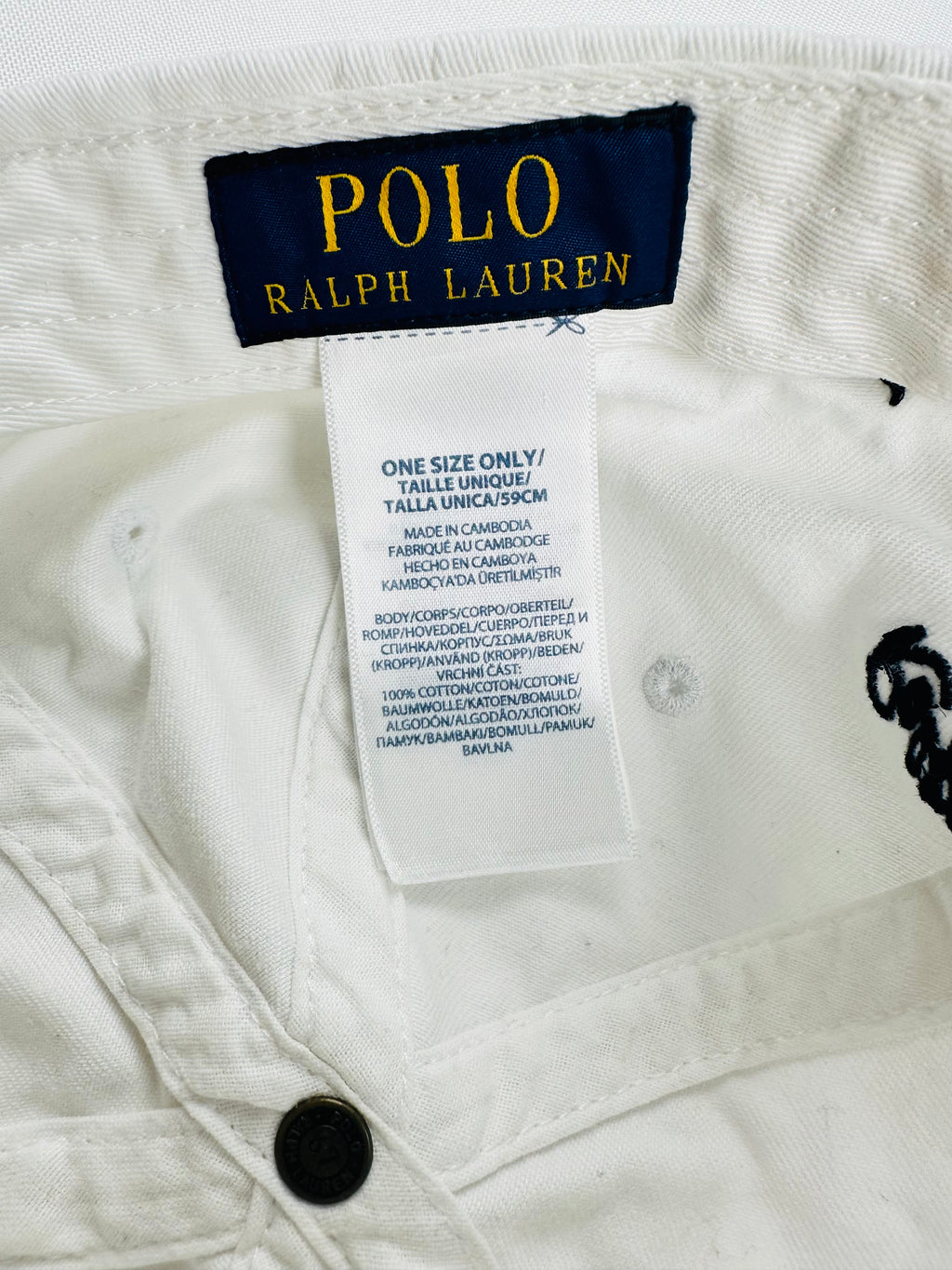 Polo Ralph Lauren White Red Script Logo Baseball Cap Leather Strap One Size