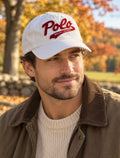 Polo Ralph Lauren White Red Script Logo Baseball Cap Leather Strap One Size