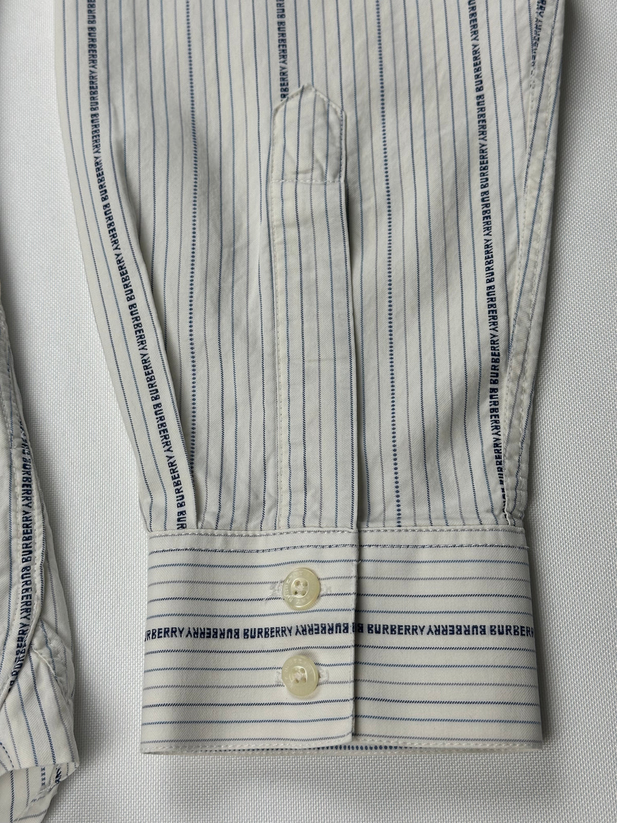 Vintage Burberry London Men’s XL Logo Monogram Stripe Cotton Shirt Made in UK Y2K