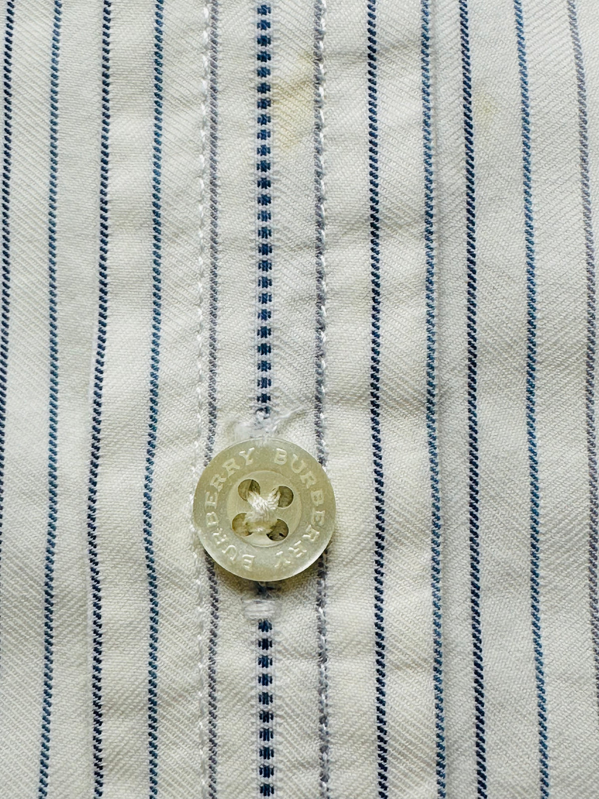 Vintage Burberry London Men’s XL Logo Monogram Stripe Cotton Shirt Made in UK Y2K