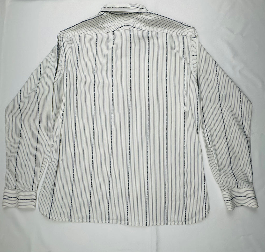 Vintage Burberry London Men’s XL Logo Monogram Stripe Cotton Shirt Made in UK Y2K