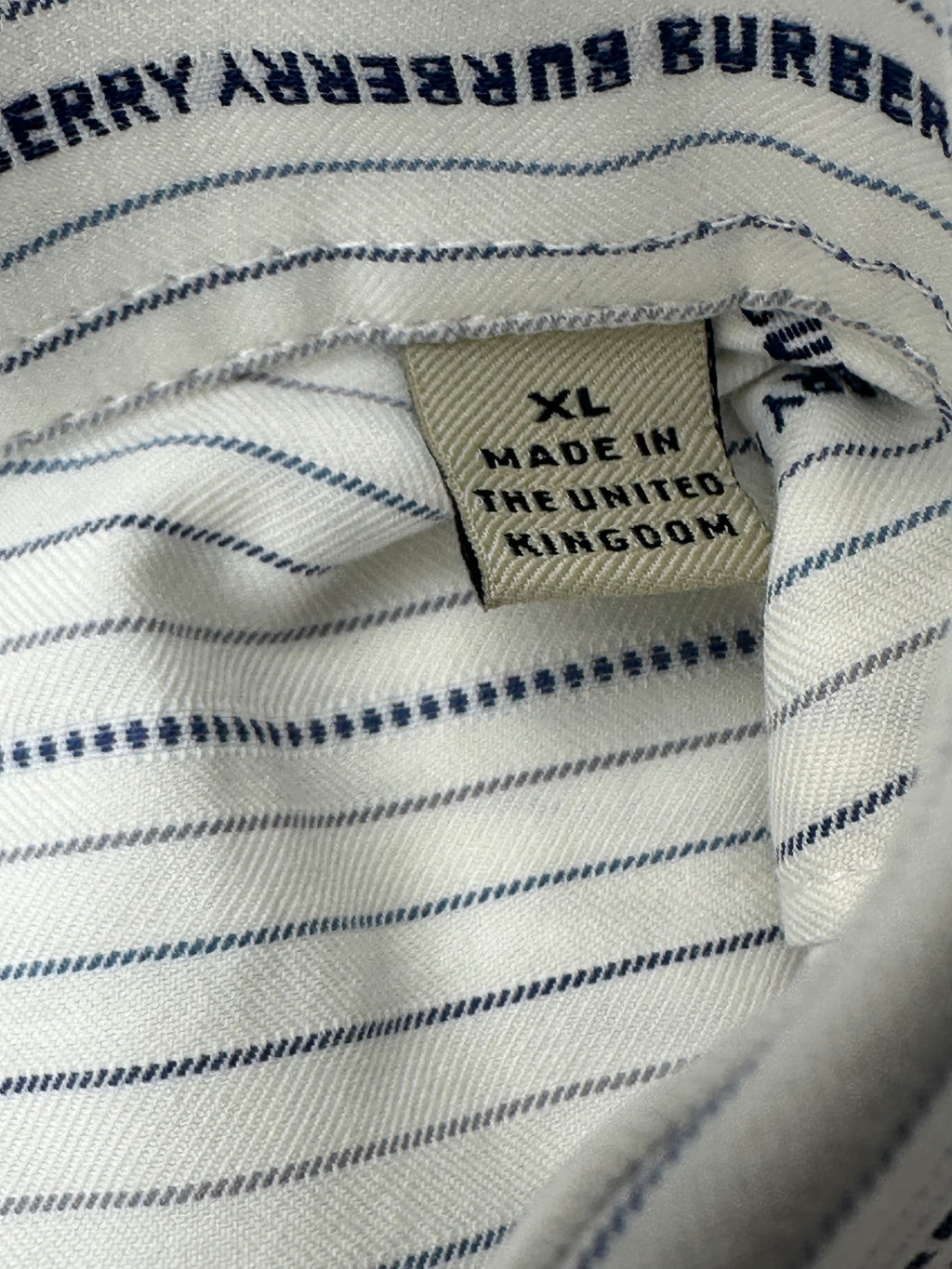 Vintage Burberry London Men’s XL Logo Monogram Stripe Cotton Shirt Made in UK Y2K