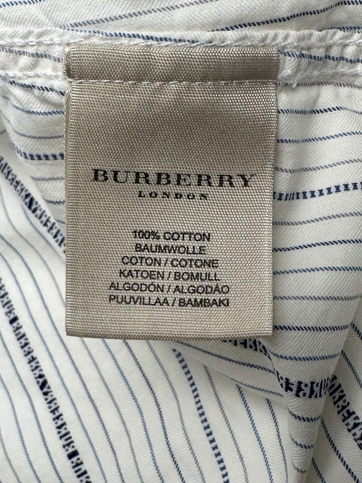 Vintage Burberry London Men’s XL Logo Monogram Stripe Cotton Shirt Made in UK Y2K