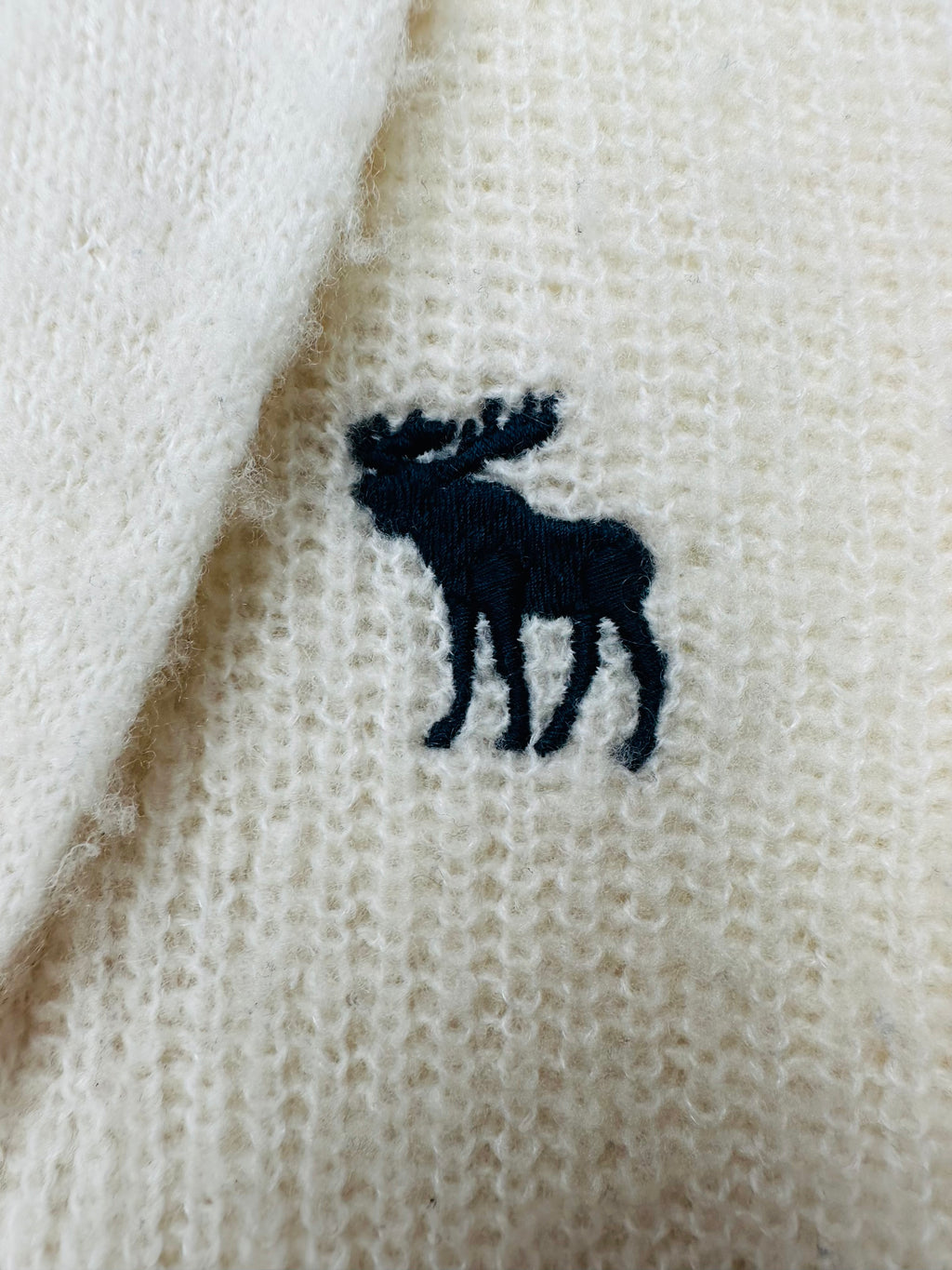 Abercrombie & Fitch Women’s L Cream Wool Blend Shawl Collar Cardigan Moose