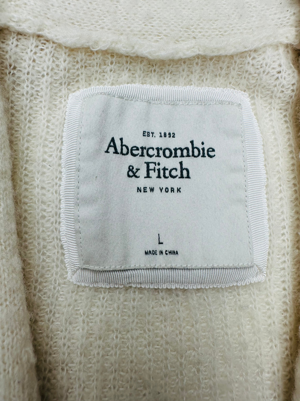 Abercrombie & Fitch Women’s L Cream Wool Blend Shawl Collar Cardigan Moose