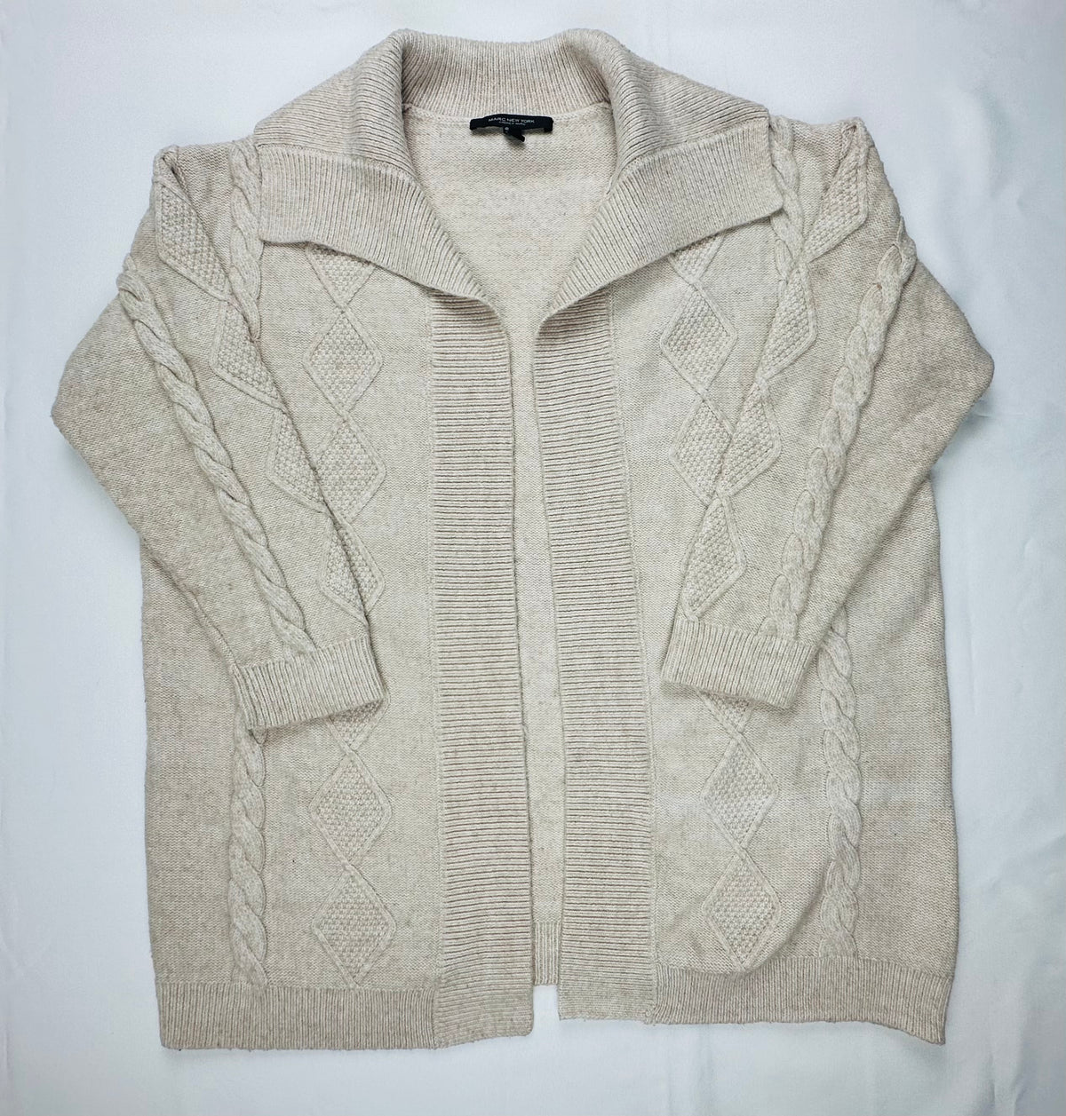 Marc New York Andrew Marc Women’s XL Cream Cable Knit Shawl Cardigan