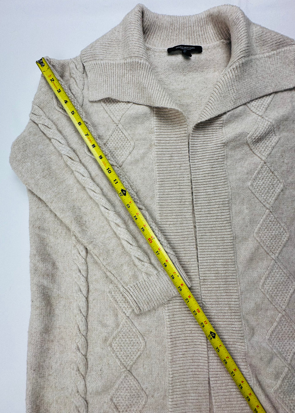 Marc New York Andrew Marc Women’s XL Cream Cable Knit Shawl Cardigan
