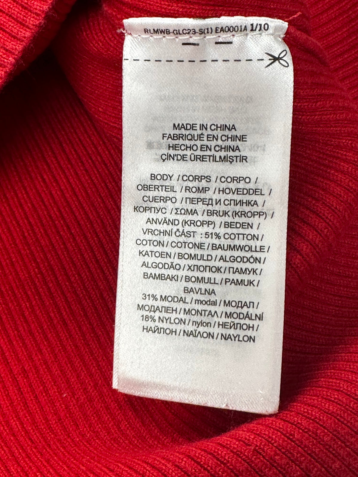 Lauren Ralph Lauren Women’s M Red Ribbed Puff Sleeve Sweater Gold Crest Buttons