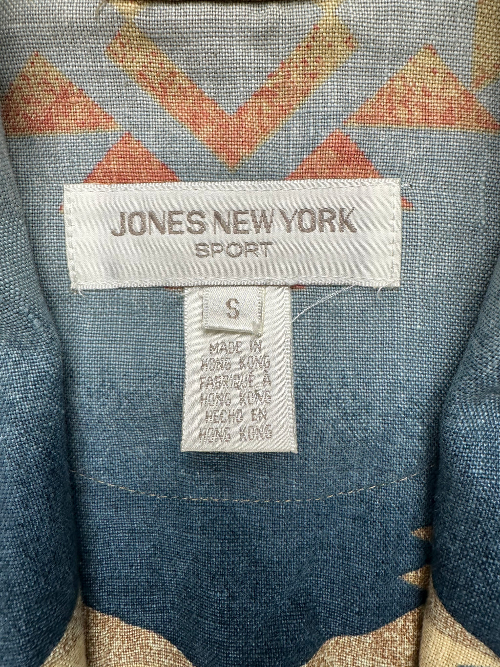 Vintage Jones New York Sport Southwestern Aztec Linen Blazer S Western Prairie Boho