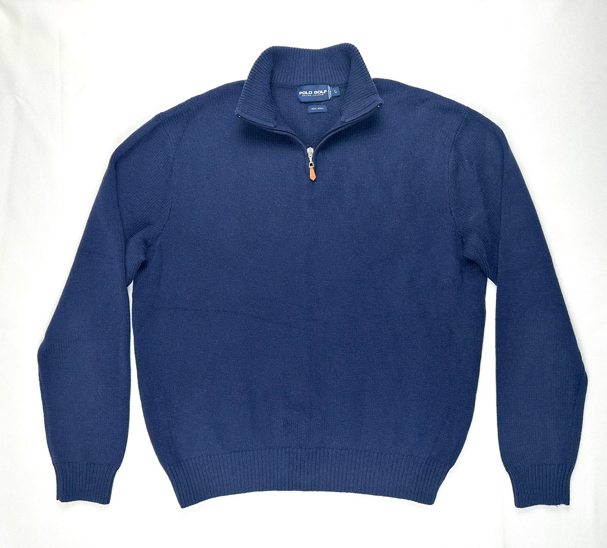 Vintage Polo Golf Ralph Lauren Men’s L Navy 100% Wool Quarter Zip Italian Yarn