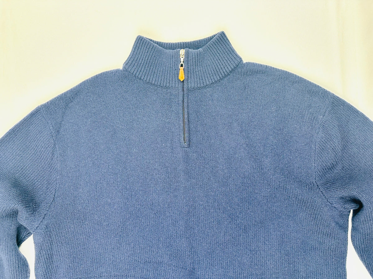 Vintage Polo Golf Ralph Lauren Men’s L Navy 100% Wool Quarter Zip Italian Yarn
