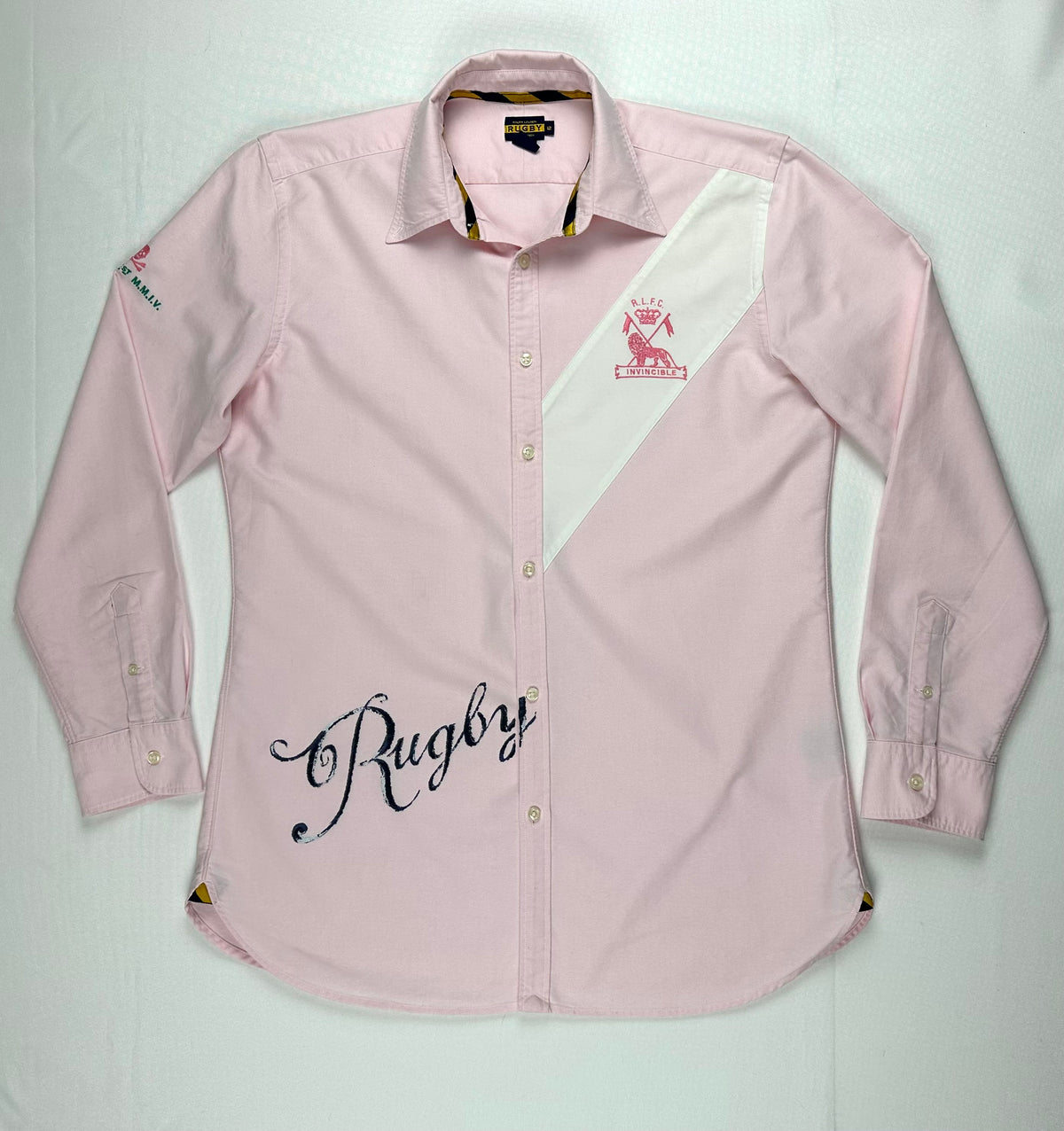 Ralph Lauren Rugby Women’s Size 12 Pink Invincible Crest Embroidered Shirt Rare