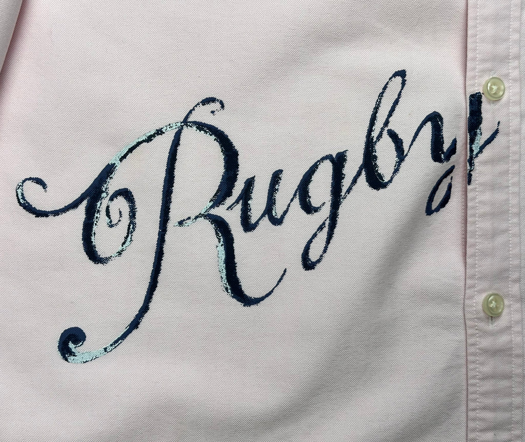 Ralph Lauren Rugby Women’s Size 12 Pink Invincible Crest Embroidered Shirt Rare