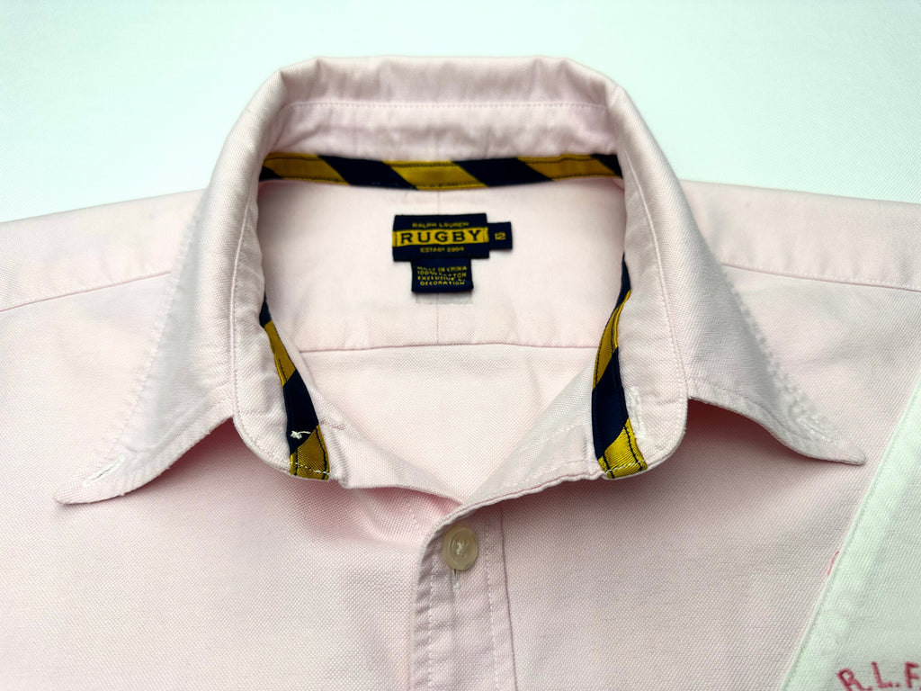 Ralph Lauren Rugby Women’s Size 12 Pink Invincible Crest Embroidered Shirt Rare