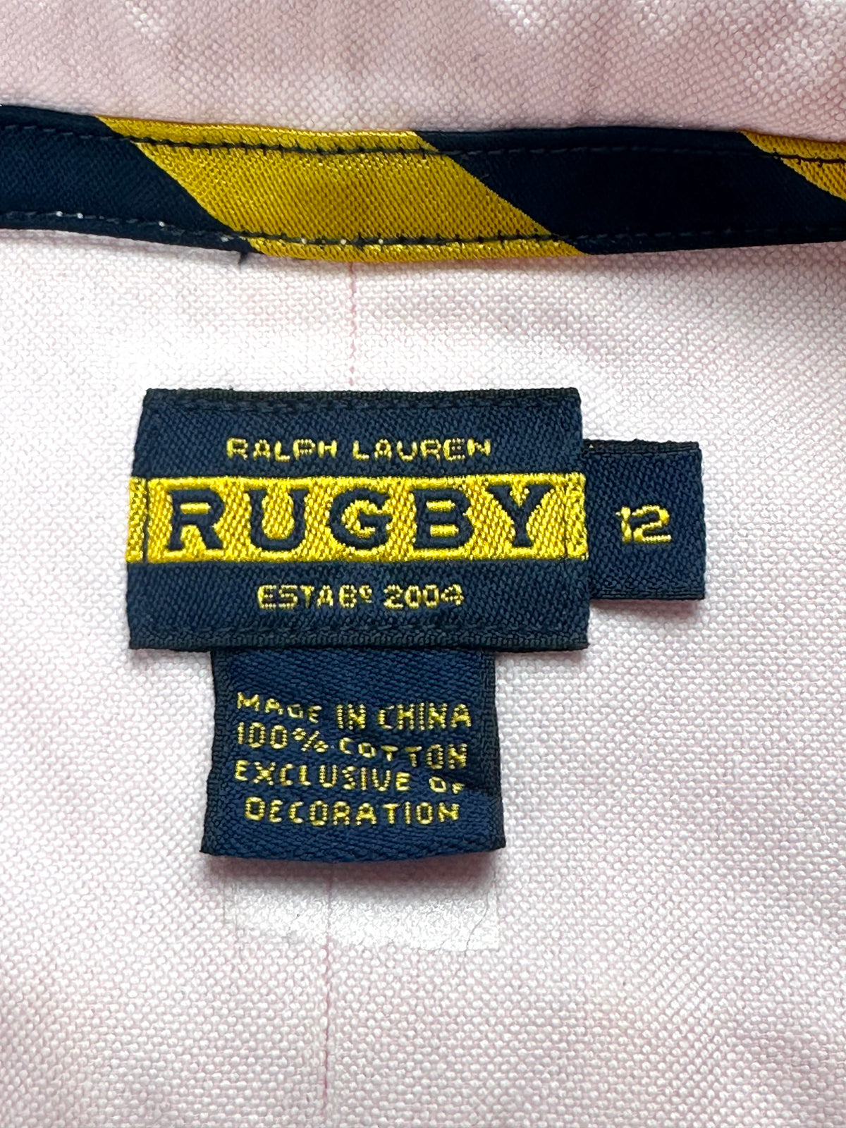 Ralph Lauren Rugby Women’s Size 12 Pink Invincible Crest Embroidered Shirt Rare